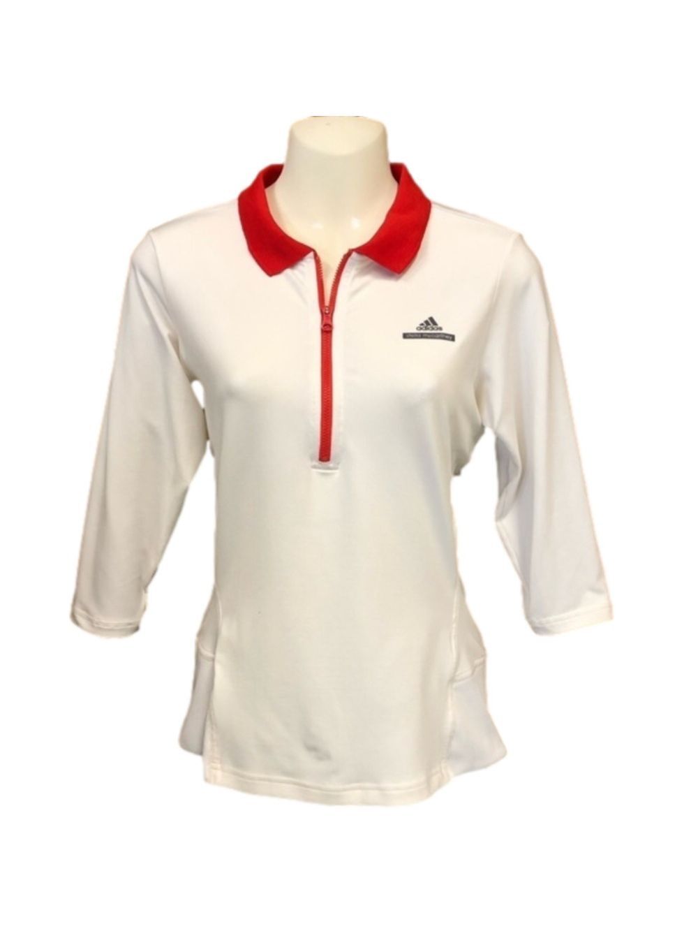 STELLA McCartney Adidas sport top Small 3/4 sleeve collar quarter zip Preppy